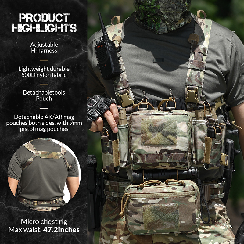 Lightweight tactical chest pouch