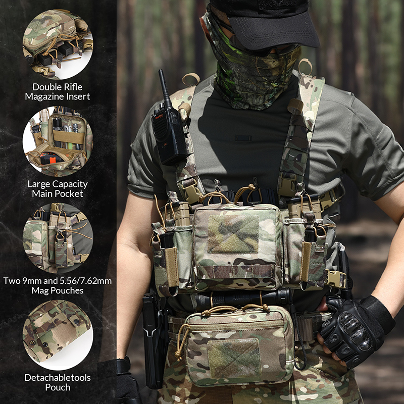 Lightweight tactical chest pouch